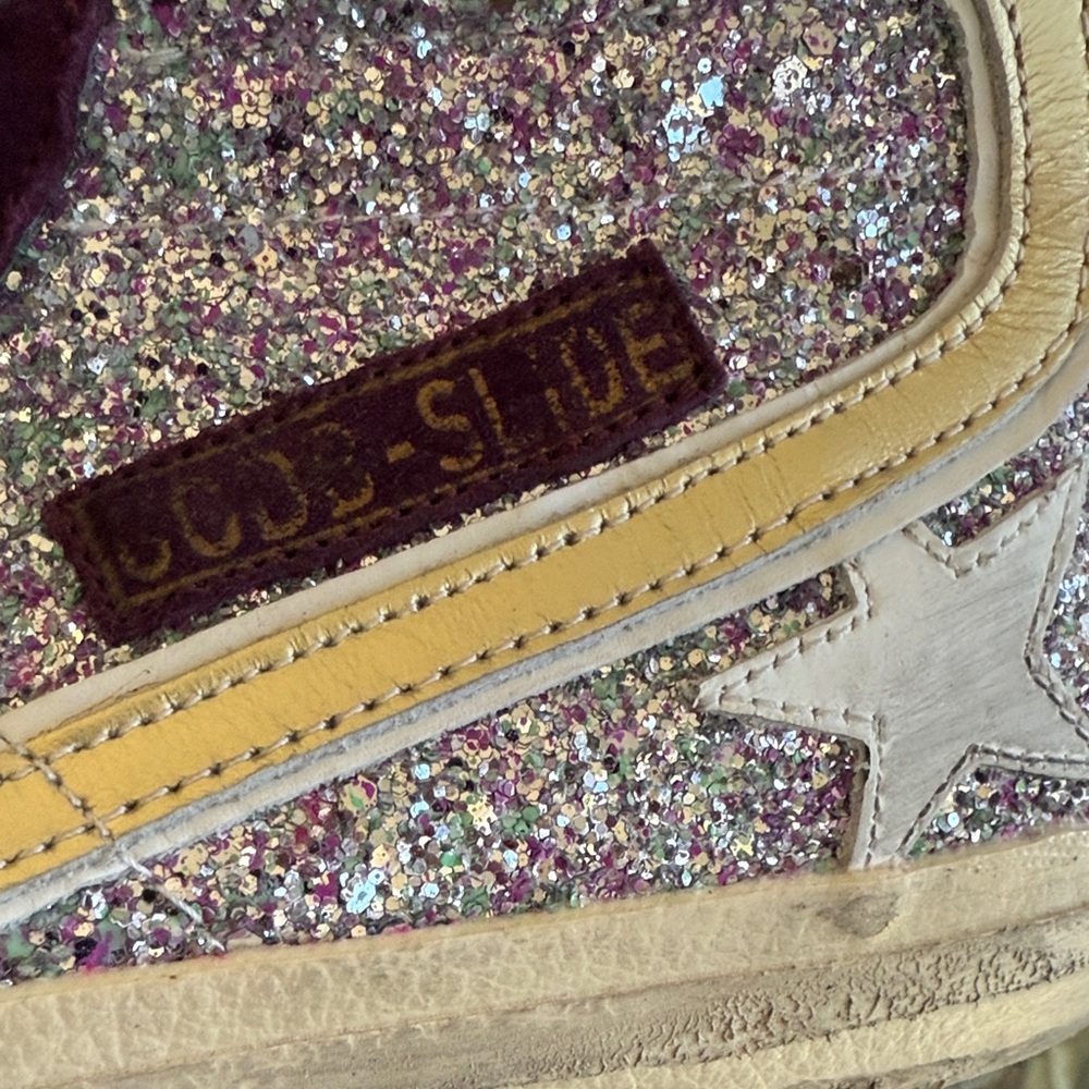 BRAND NEW! Golden Goose 100% Authentic Glitter High-Top Sneakers - Pink and Gold - Picture 6 of 13